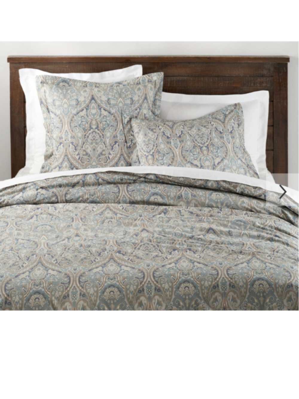 Mackenna Paisley Organic Percale Duvet cover with 2 shams full/queen